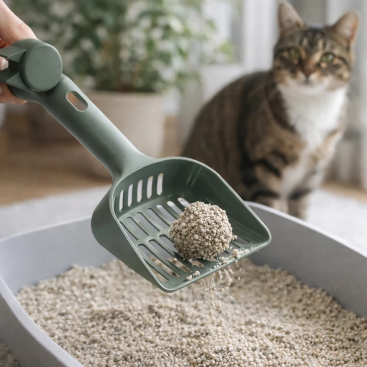 Łopatka do kuwety Misio dla kota sitko do żwirku plastikowa ergonomiczna