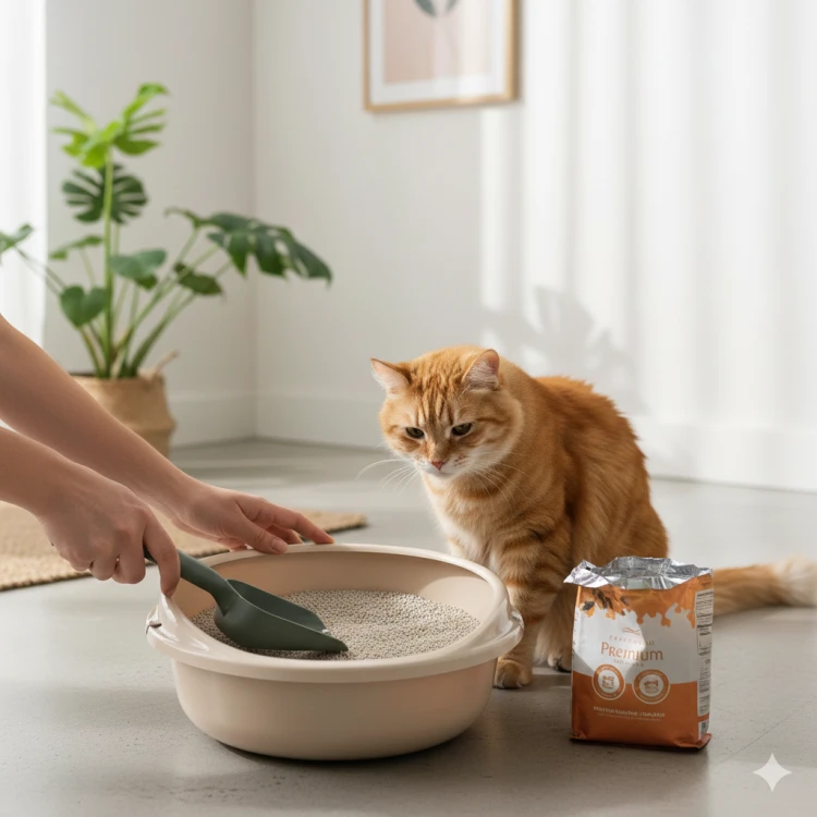 Łopatka do kuwety Misio dla kota sitko do żwirku plastikowa ergonomiczna