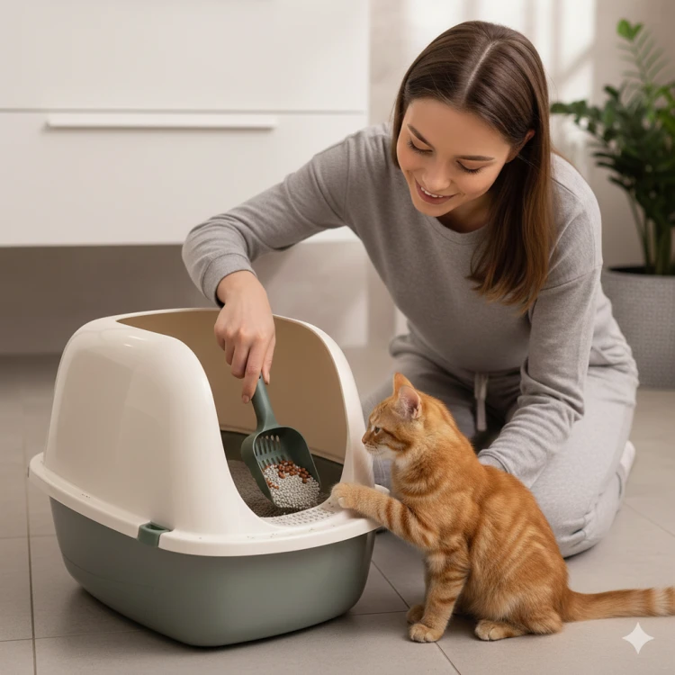 Łopatka do kuwety Misio dla kota sitko do żwirku plastikowa ergonomiczna