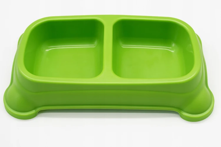 Miska podwójna Misio dla psa kota 2x900 ml plastikowa zielona na karmę i wodę