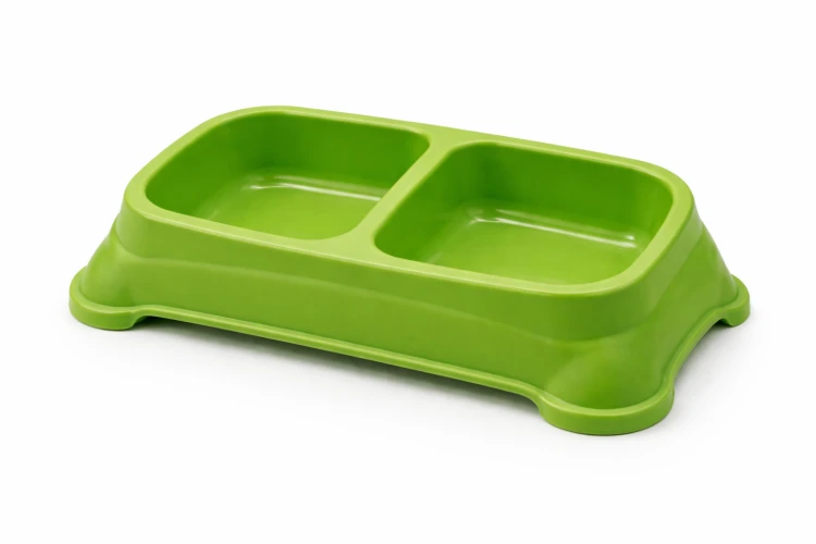Miska podwójna Misio dla psa kota 2x900 ml plastikowa zielona na karmę i wodę