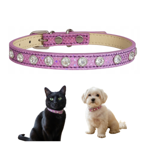 MISIO obroża z cekinkami - fioletowa