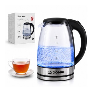 Czajnik elektryczny szklany Domik 1,8 l 1800 W podświetlany LED kuchenny