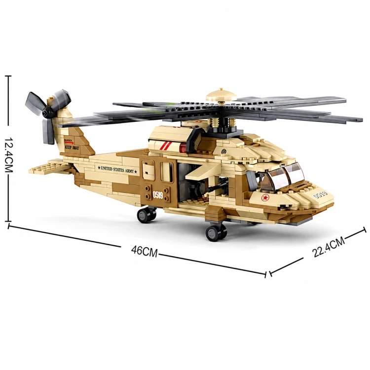 Klocki Konstrukcyjne Sluban Helikopter Black Hawk 439 el Army Dzień Dziecka