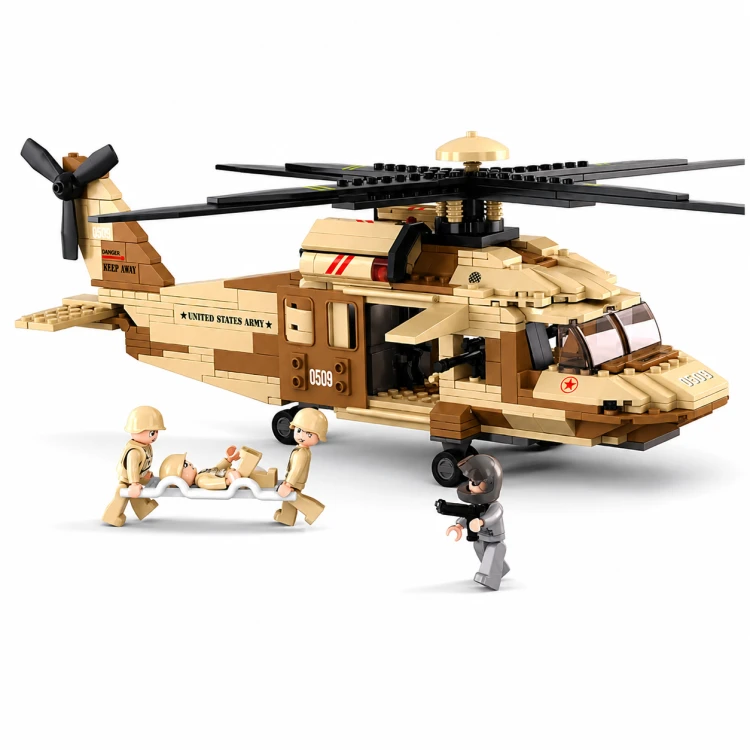Klocki Konstrukcyjne Sluban Helikopter Black Hawk 439 el Army Dzień Dziecka