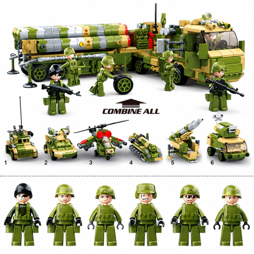 Klocki Sluban Army Pojazdy Wojskowe 6w1 713 el Zestaw Dzień Dziecka