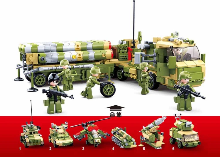 Klocki Sluban Army Pojazdy Wojskowe 6w1 713 el Zestaw Dzień Dziecka