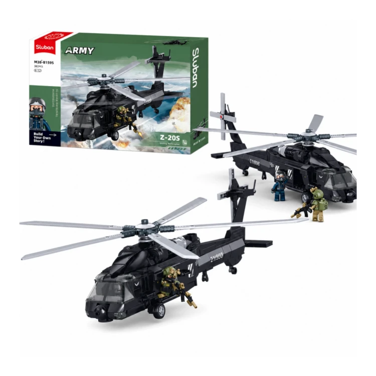 Klocki Konstrukcyjne Sluban Helikopter Wojskowy Z-20S 382 el Dzień Dziecka
