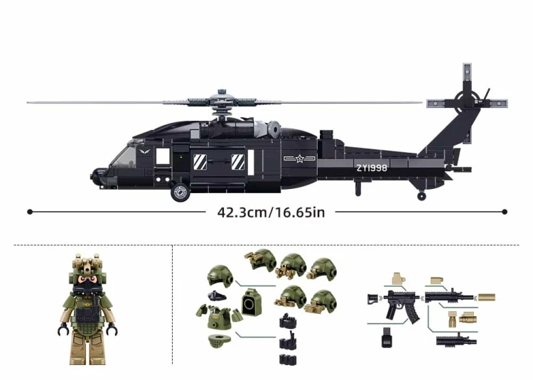Klocki Konstrukcyjne Sluban Helikopter Wojskowy Z-20S 382 el Dzień Dziecka