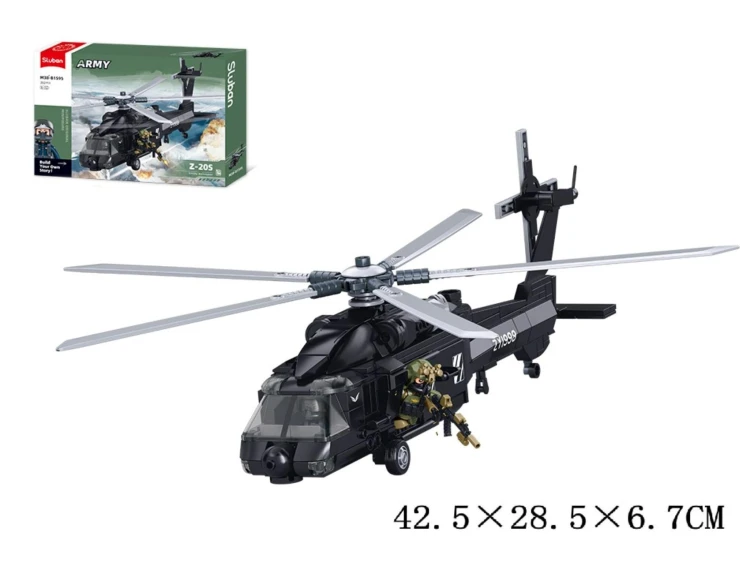 Klocki Konstrukcyjne Sluban Helikopter Wojskowy Z-20S 382 el Dzień Dziecka