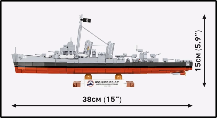 Klocki COBI 4866 Okręt Niszczyciel USS KIDD DD-661 HISTORICAL COLLECTION WWII 706 el