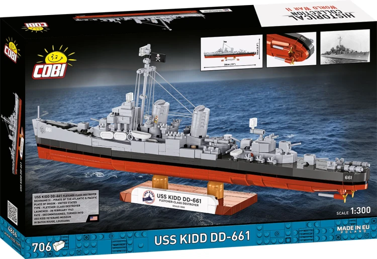 Klocki COBI 4866 Okręt Niszczyciel USS KIDD DD-661 HISTORICAL COLLECTION WWII 706 el