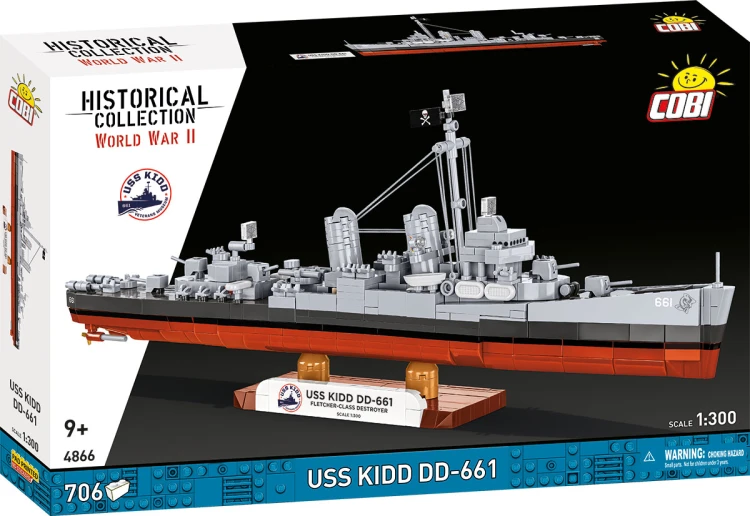 Klocki COBI 4866 Okręt Niszczyciel USS KIDD DD-661 HISTORICAL COLLECTION WWII 706 el