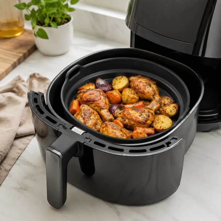 Wkład silikonowy Domik do Air Fryer okrągły 20 cm koszyk do frytkownicy