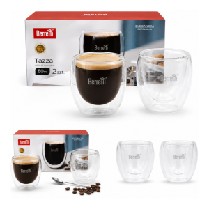 Szklanki termiczne Berretti Tazza 80 ml 2 szt do espresso podwójne szkło