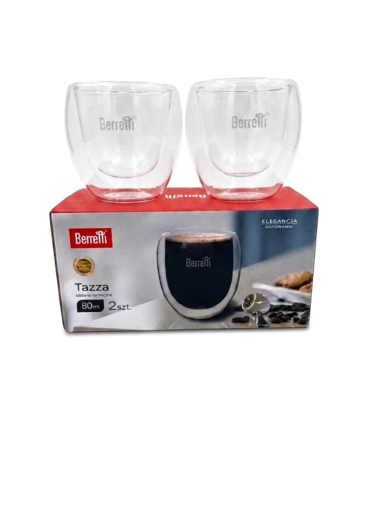 Szklanki termiczne Berretti Tazza 80 ml 2 szt do espresso podwójne szkło