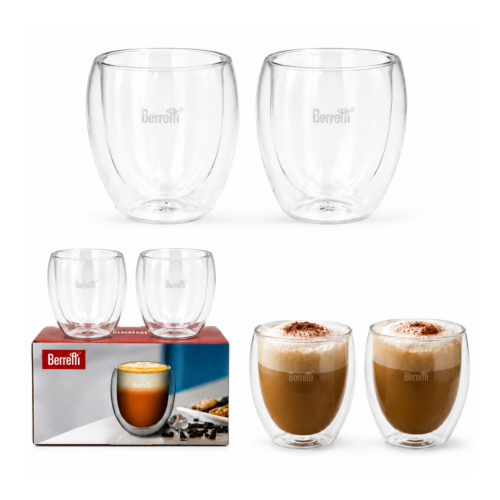Szklanki termiczne Berretti Tazza 250 ml 2 szt podwójne szkło do kawy
