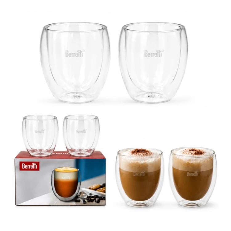 Szklanki termiczne Berretti Tazza 250 ml 2 szt podwójne szkło do kawy