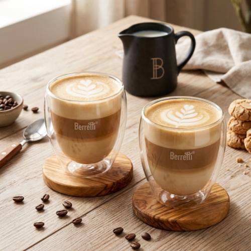 Szklanki termiczne Berretti Tazza 250 ml 2 szt podwójne szkło do kawy