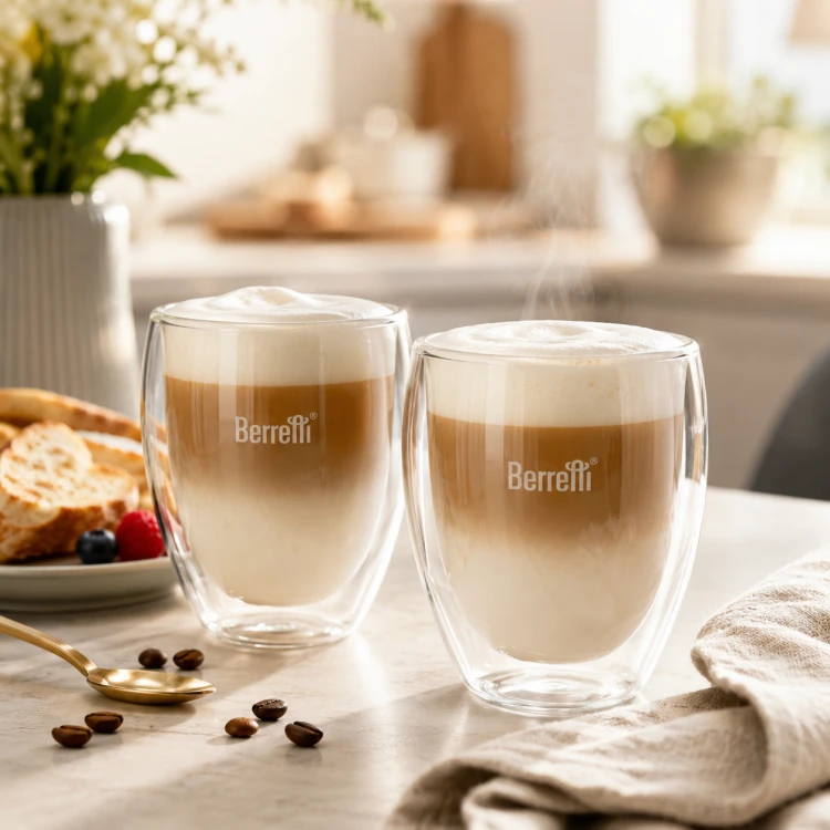 Szklanki termiczne Berretti Tazza 250 ml 2 szt podwójne szkło do kawy