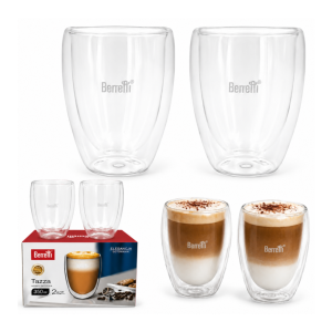 Berretti Szklanki Termiczne 350 ml 2 szt Podwójne Szkło do Kawy Herbaty