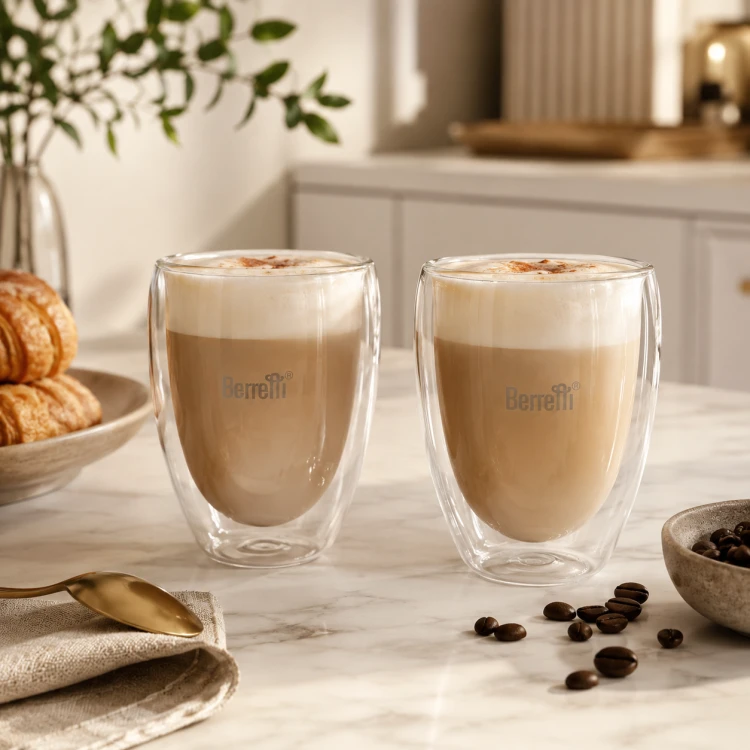 Berretti Szklanki Termiczne 350 ml 2 szt Podwójne Szkło do Kawy Herbaty