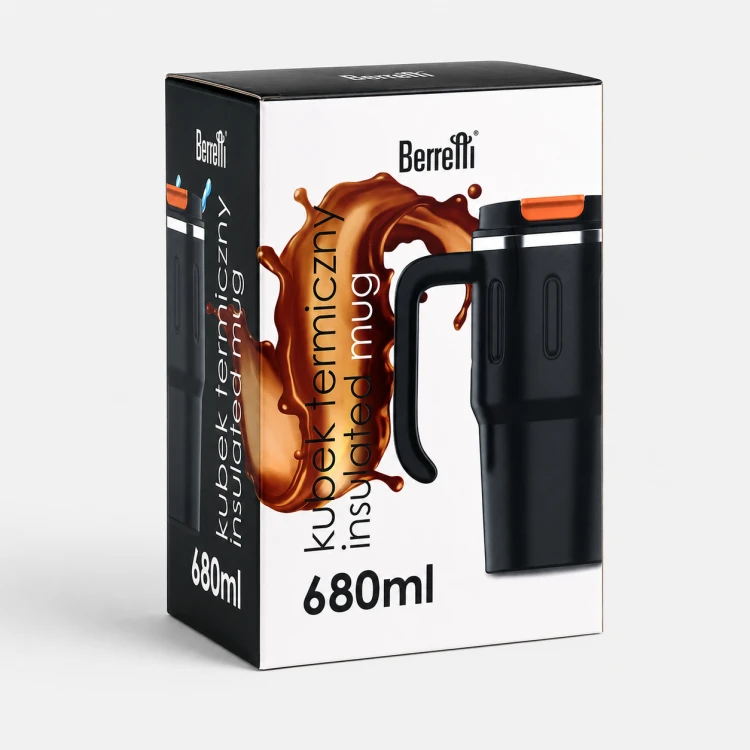Kubek termiczny 680 ml z słomką stalowy do kawy herbaty samochodu i pracy