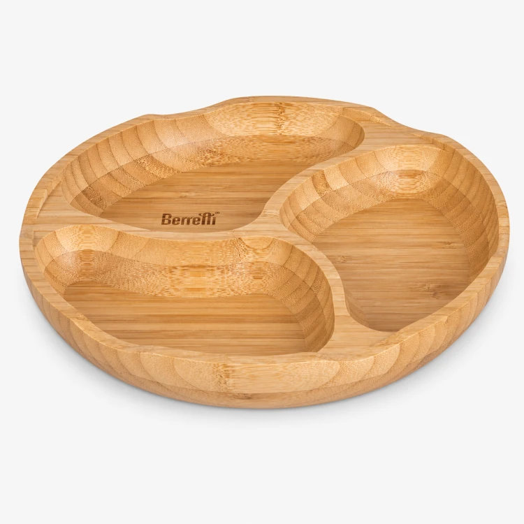 Patera trójdzielna Berretti bambusowa 25x4 cm talerz do przystawek i sera