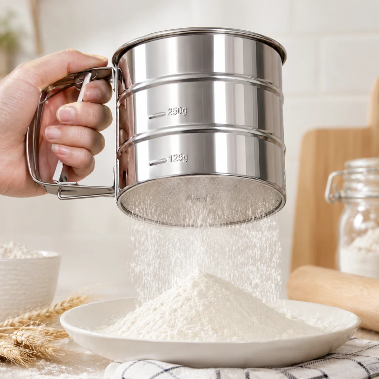 Przesiewacz do mąki KOKO 10 cm kubek stal nierdzewna sitko cedzak kuchenny