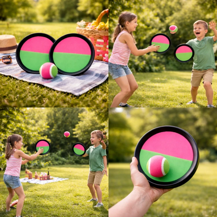 Gra na rzepy Catch Ball paletki z piłką rzucaj i łap plenerowa dla dzieci