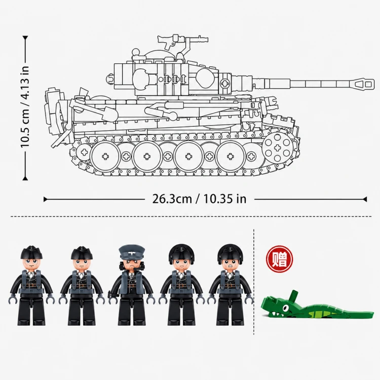 Klocki Sluban Czołg Tygrys niemiecki 1:35 943 el model wojskowy B1533