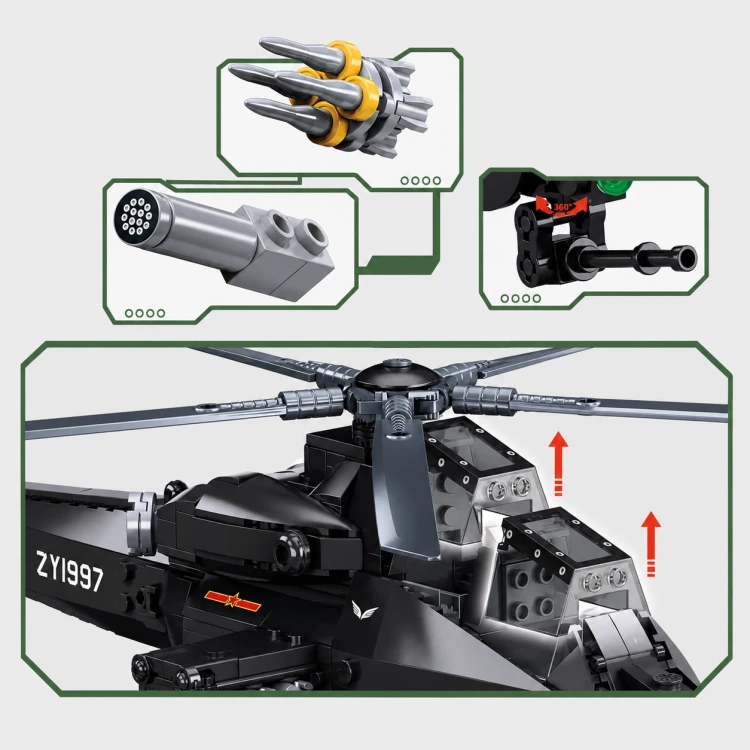 Klocki Sluban WZ-10S helikopter szturmowy śmigłowiec Armia 419 el na prezent