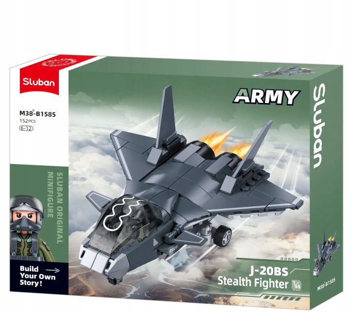 Klocki Sluban Myśliwiec J20BS Stealth Fighter 1:55 samolot 152 el dla dzieci 6+