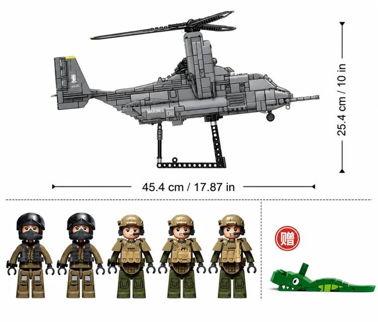 Klocki Sluban MV-22 Osprey helikopter samolot desantowy USA 1163 el model