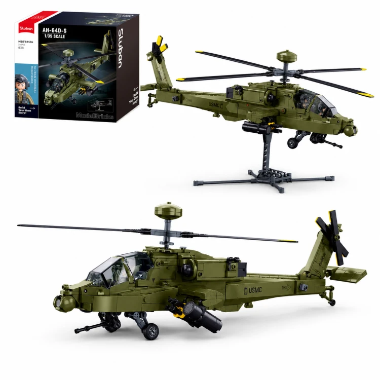 Klocki Sluban AH-64 Apache helikopter śmigłowiec wojskowy 1:35 734 el