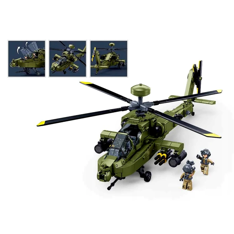 Klocki Sluban AH-64 Apache helikopter śmigłowiec wojskowy 1:35 734 el