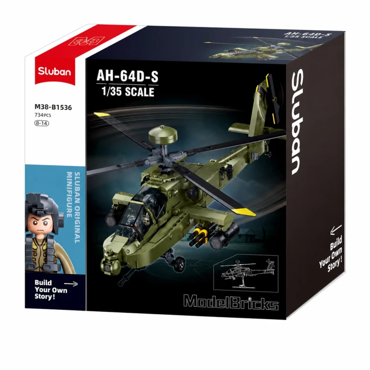 Klocki Sluban AH-64 Apache helikopter śmigłowiec wojskowy 1:35 734 el