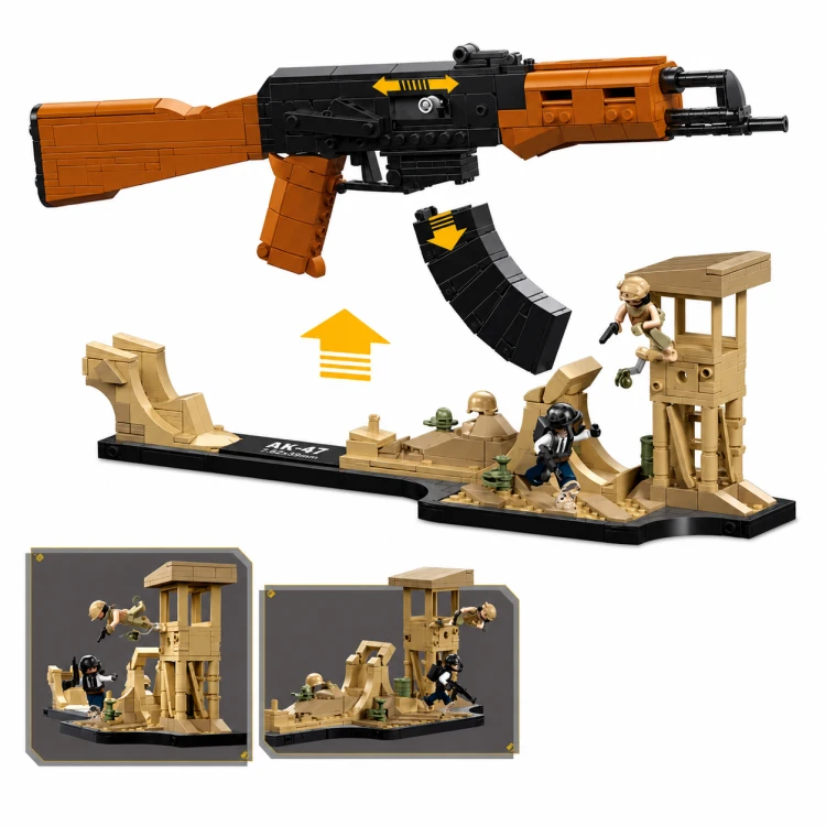Klocki Sluban AK-47 karabin model 1:2 645 el z figurkami 43 cm na prezent