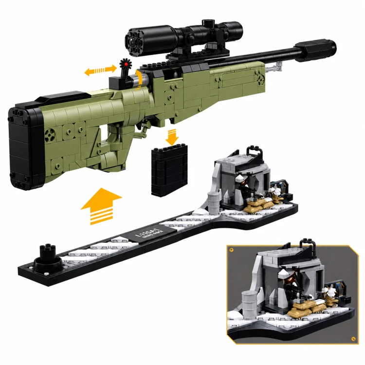 Klocki Sluban AWM Sniper karabin snajperski 1:2 876 el model na prezent