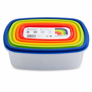 Zestaw 5 pojemników Rainbow BOX na żywność pudełka kuchenne prostokątne