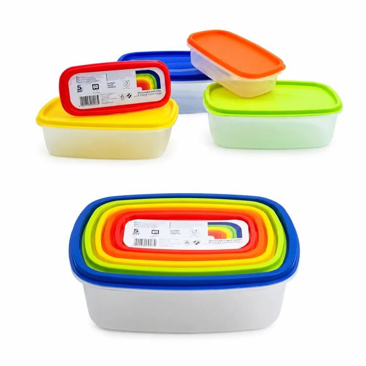 Zestaw 5 pojemników Rainbow BOX na żywność pudełka kuchenne prostokątne