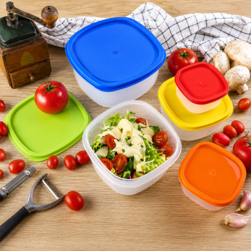 Zestaw 5 pojemników Rainbow BOX na żywność plastikowe pudełka kuchenne