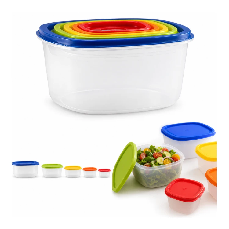 Zestaw 5 pojemników Rainbow BOX na żywność plastikowe pudełka kuchenne