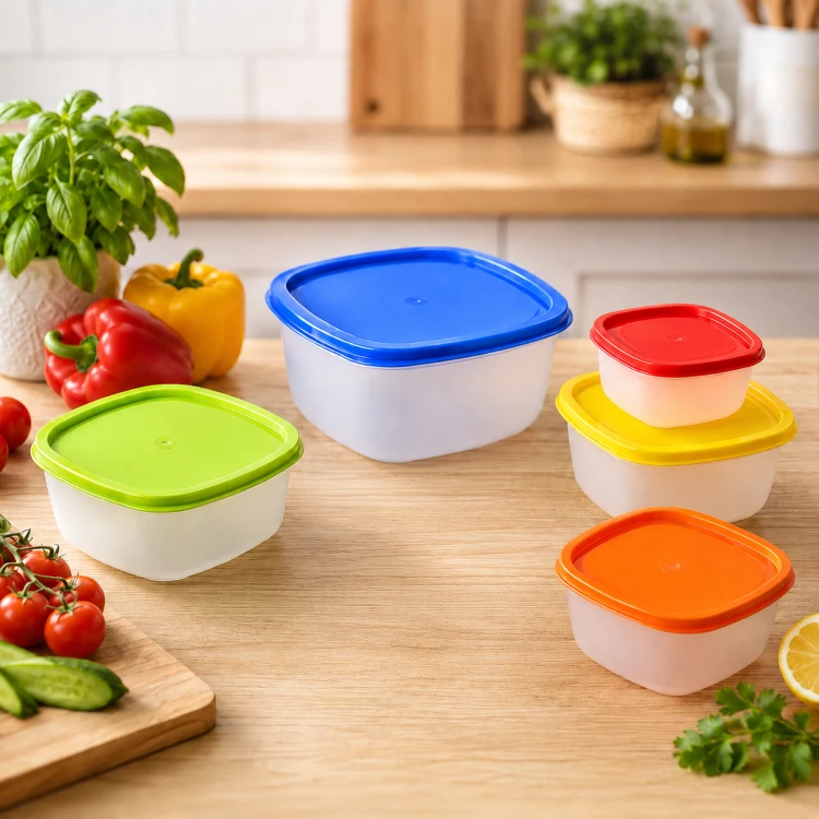 Zestaw 5 pojemników Rainbow BOX na żywność plastikowe pudełka kuchenne