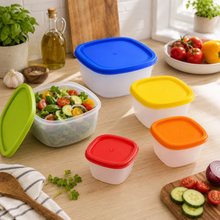 Zestaw 5 pojemników Rainbow BOX na żywność plastikowe pudełka kuchenne