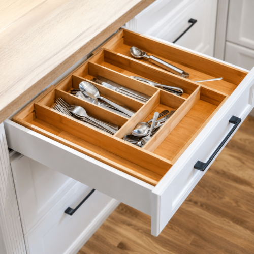 Wkład do szuflady Berretti 52x43x6 cm organizer na sztućce rozsuwany dom