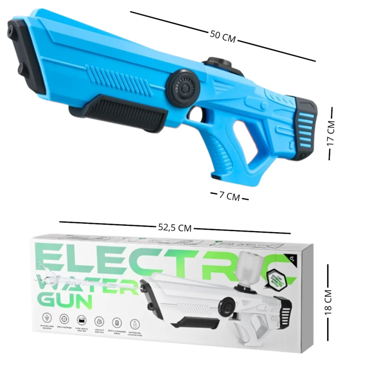 Duży pistolet na wodę elektryczny 50 cm miotacz dla dzieci prezent ogród