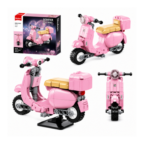 Klocki Sluban Skuter różowy 1:12 Model Bricks 151 el motocykl dla dzieci