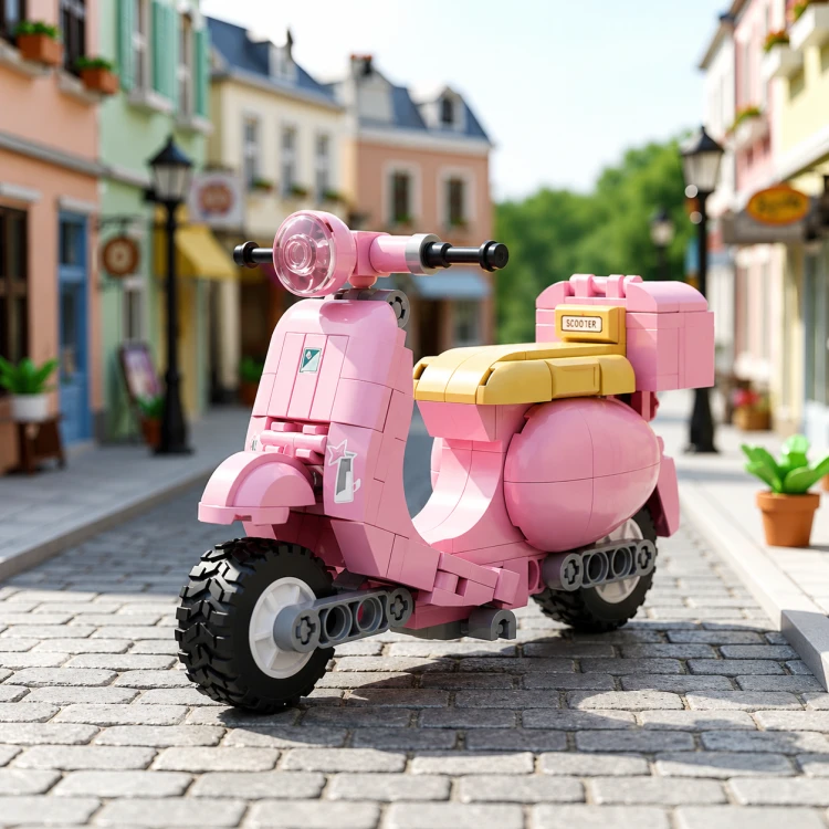 Klocki Sluban Skuter różowy 1:12 Model Bricks 151 el motocykl dla dzieci