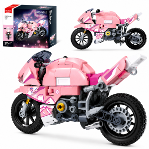 Klocki Sluban Motocykl Sportowy różowy 1:12 Model Bricks 215 el zestaw